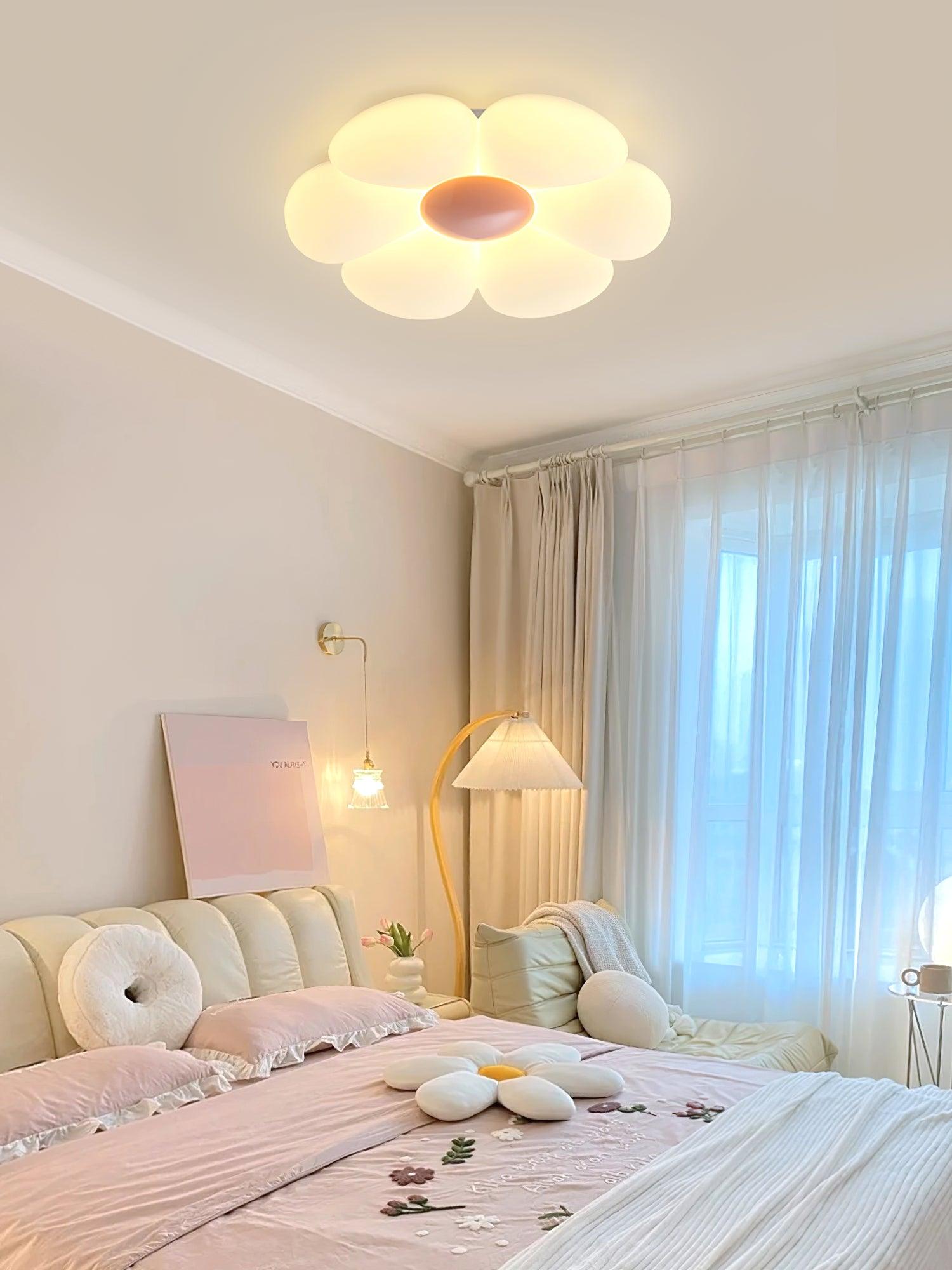 Flower Ceiling Light, Six-Petal Acrylic Shade, Integrated LED, Dimmable