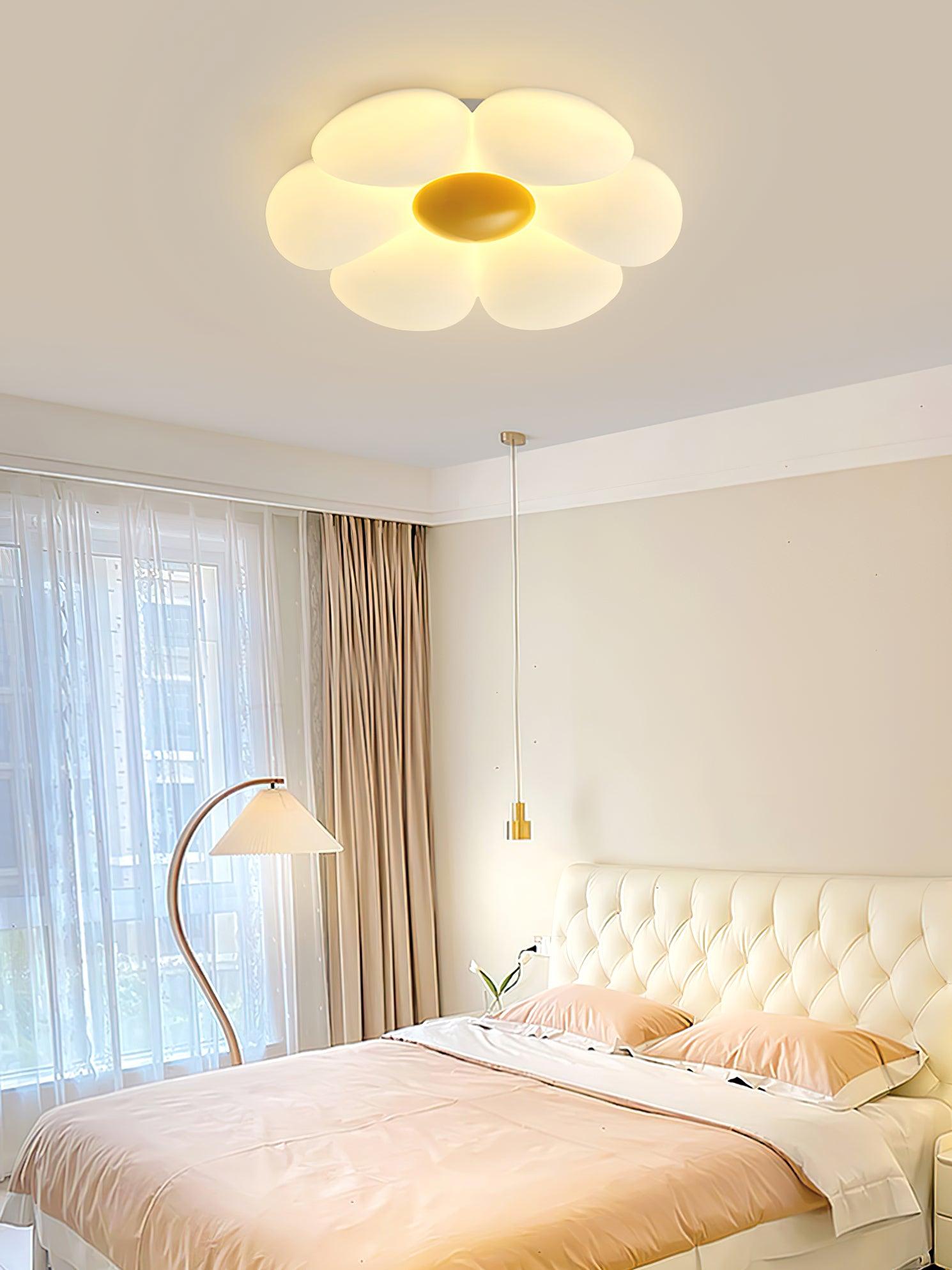 Flower Ceiling Light, Six-Petal Acrylic Shade, Integrated LED, Dimmable
