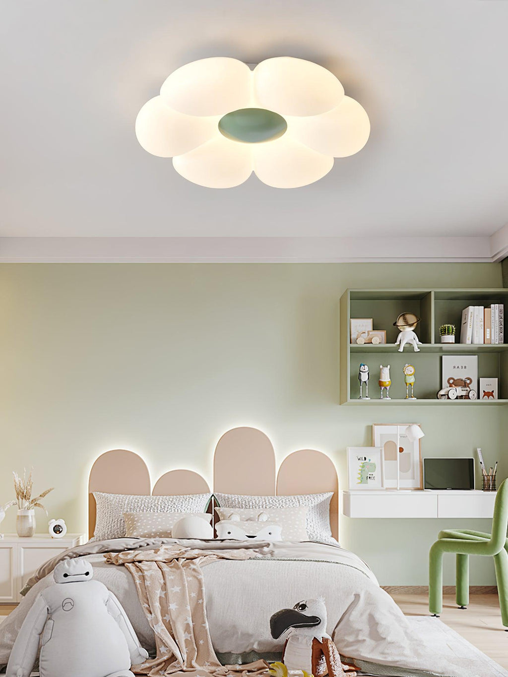 Flower Ceiling Light, Six-Petal Acrylic Shade, Integrated LED, Dimmable