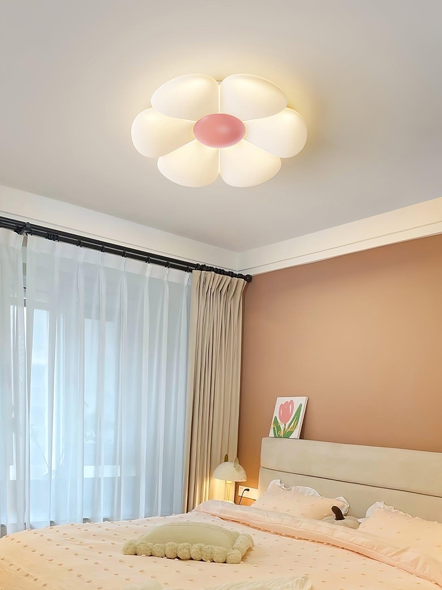 Flower Ceiling Light, Six-Petal Acrylic Shade, Integrated LED, Dimmable