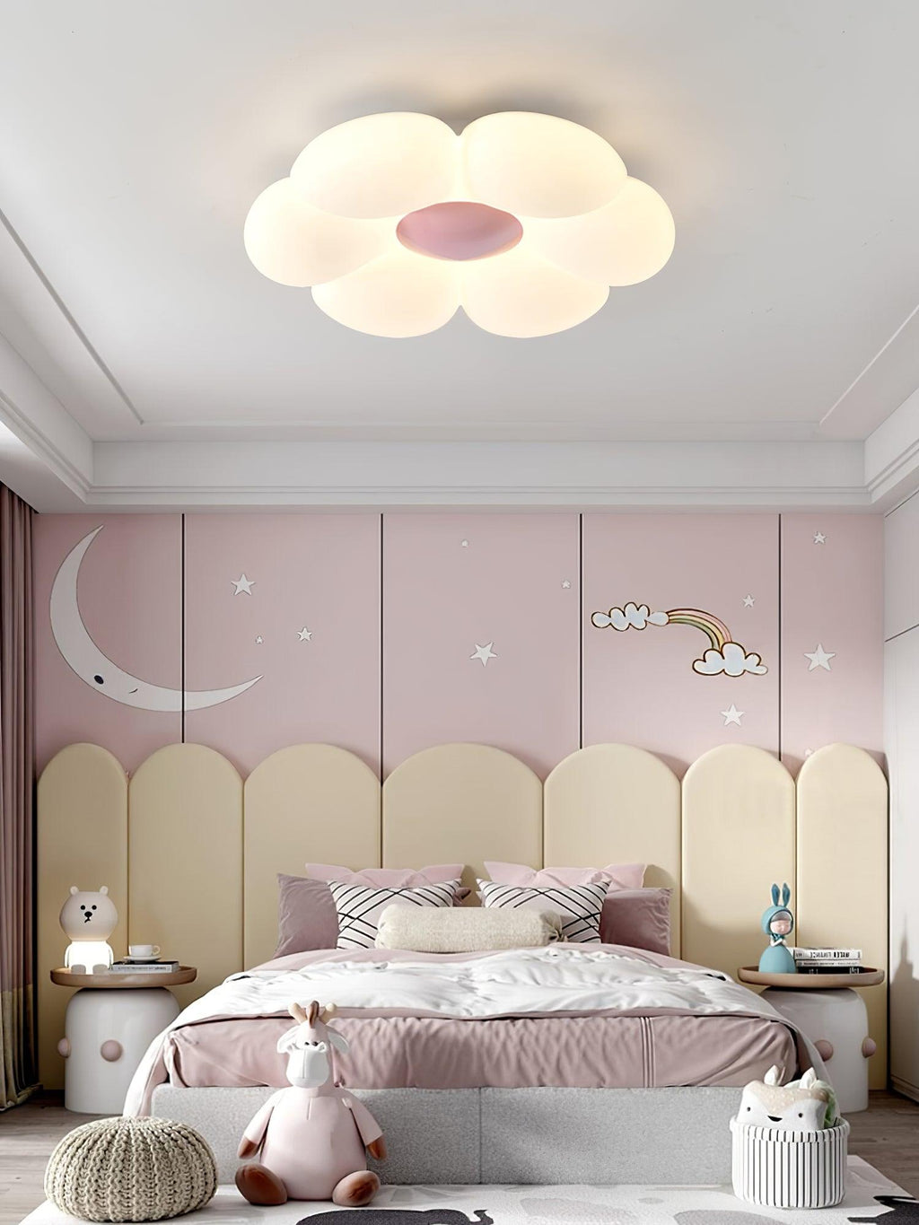 Flower Ceiling Light, Six-Petal Acrylic Shade, Integrated LED, Dimmable