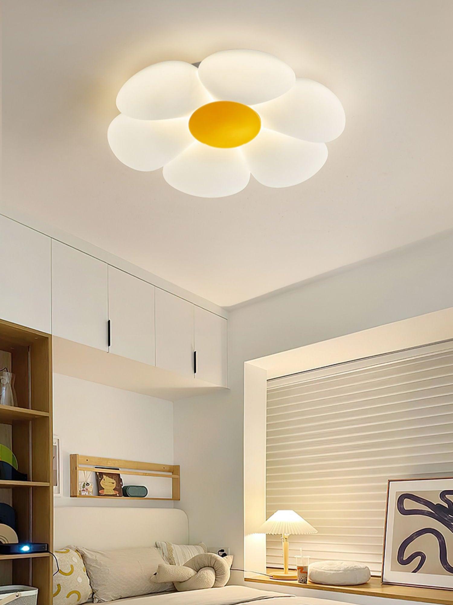 Flower Ceiling Light, Six-Petal Acrylic Shade, Integrated LED, Dimmable