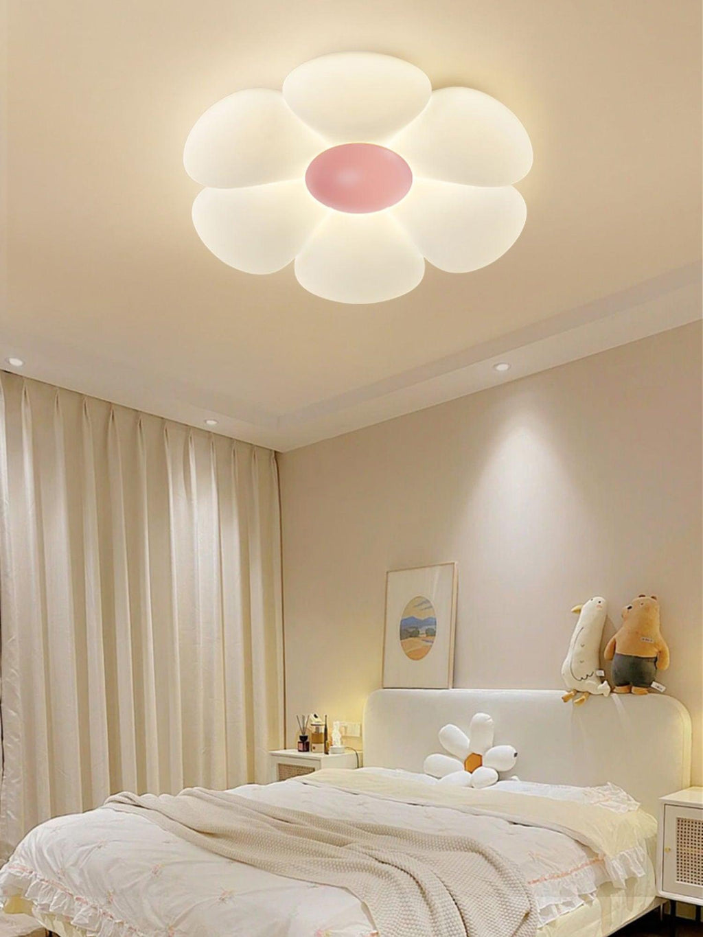 Flower Ceiling Light, Six-Petal Acrylic Shade, Integrated LED, Dimmable