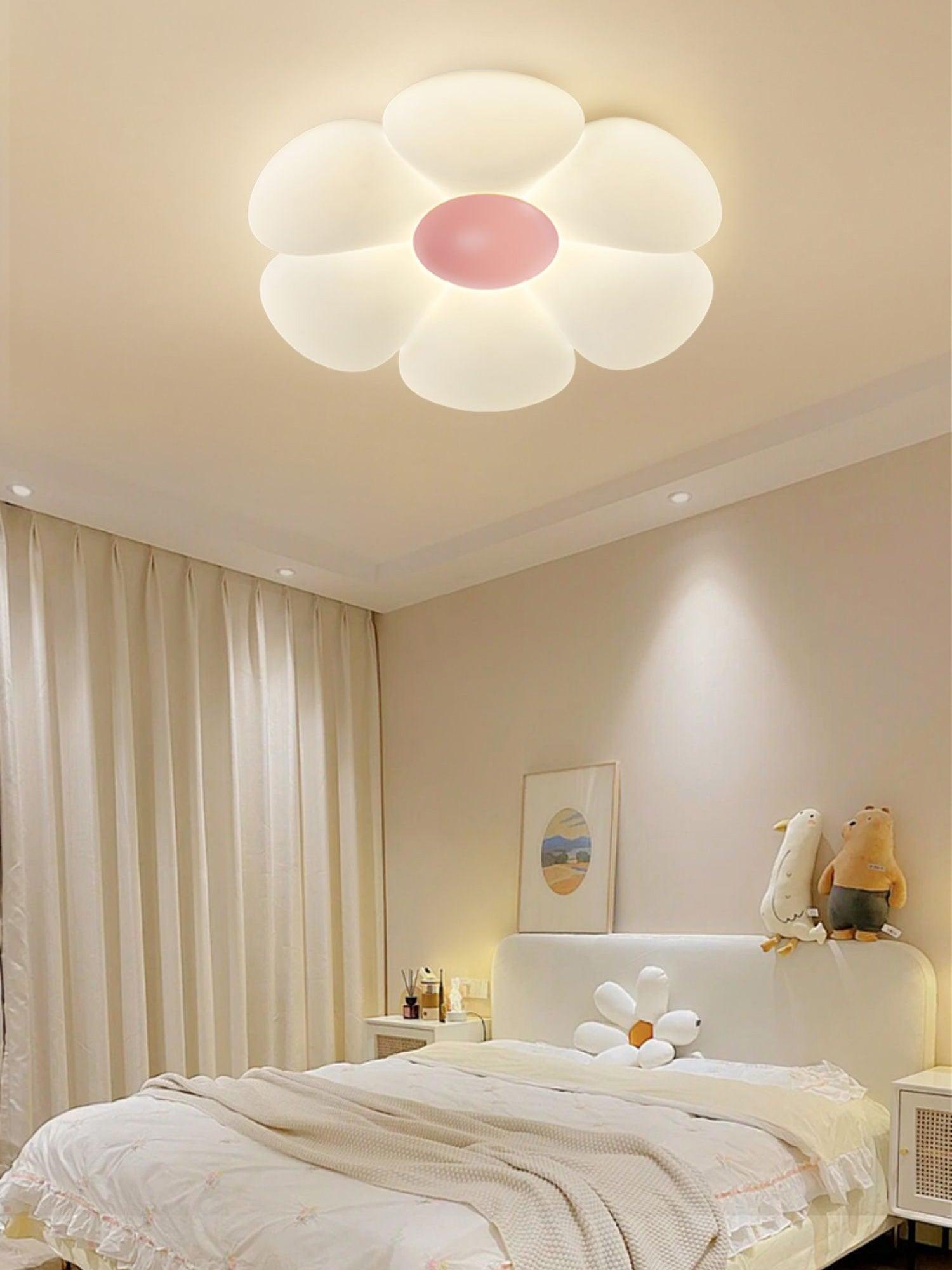 Flower Ceiling Light, Six-Petal Acrylic Shade, Integrated LED, Dimmable