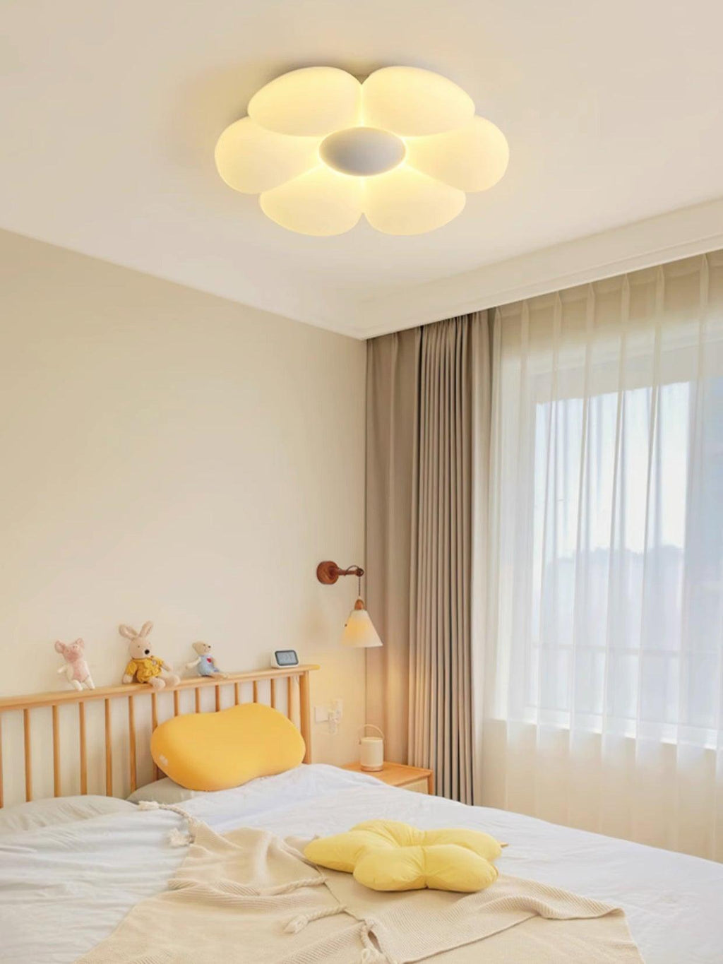 Flower Ceiling Light, Six-Petal Acrylic Shade, Integrated LED, Dimmable