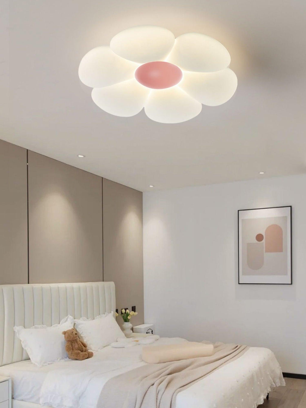 Flower Ceiling Light, Six-Petal Acrylic Shade, Integrated LED, Dimmable