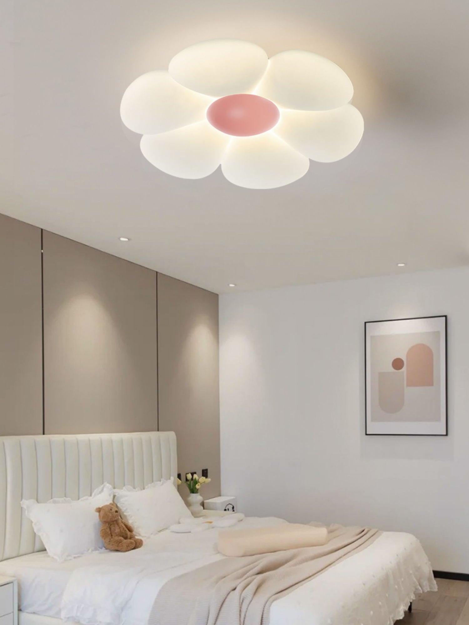 Flower Ceiling Light, Six-Petal Acrylic Shade, Integrated LED, Dimmable