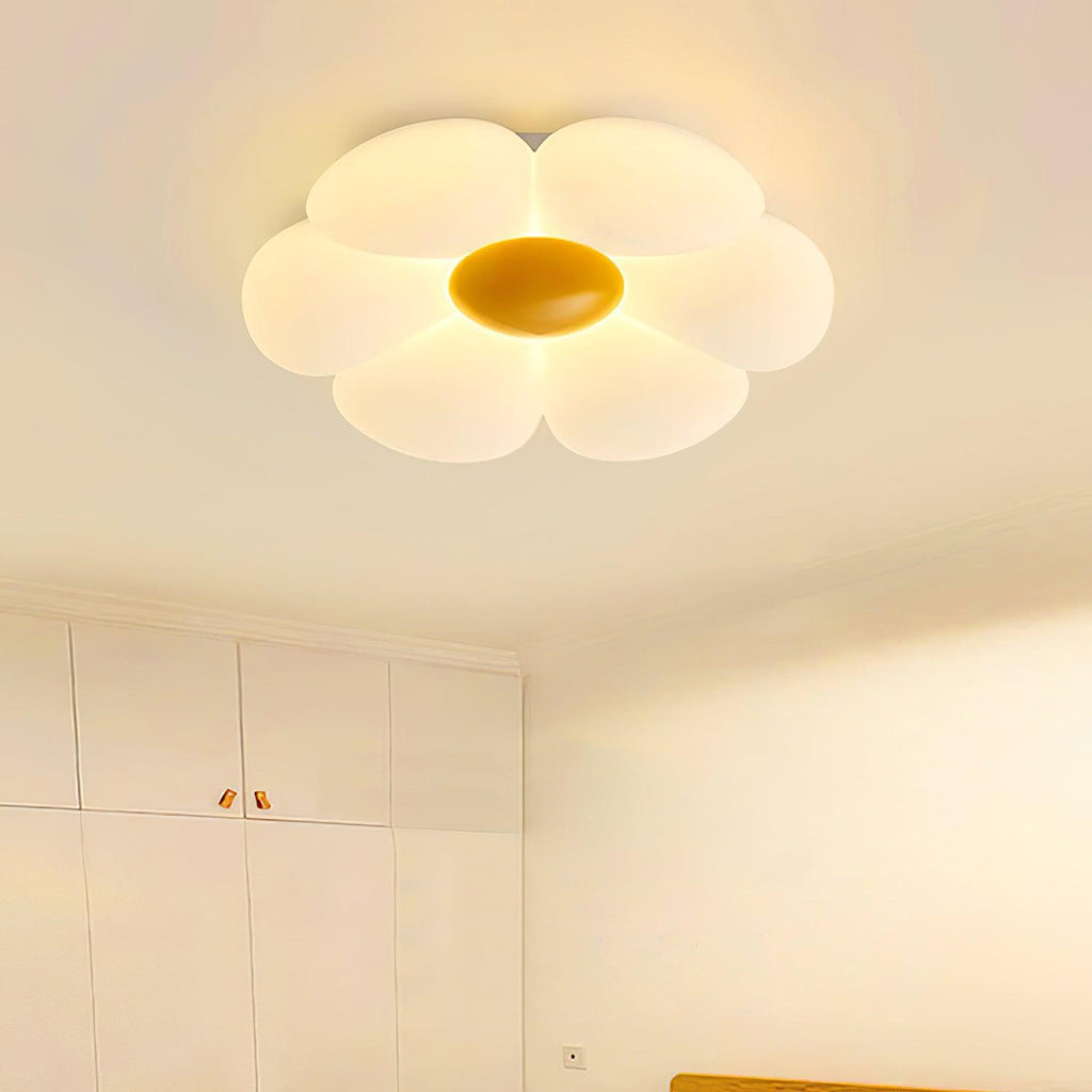 Flower Ceiling Light, Six-Petal Acrylic Shade, Integrated LED, Dimmable
