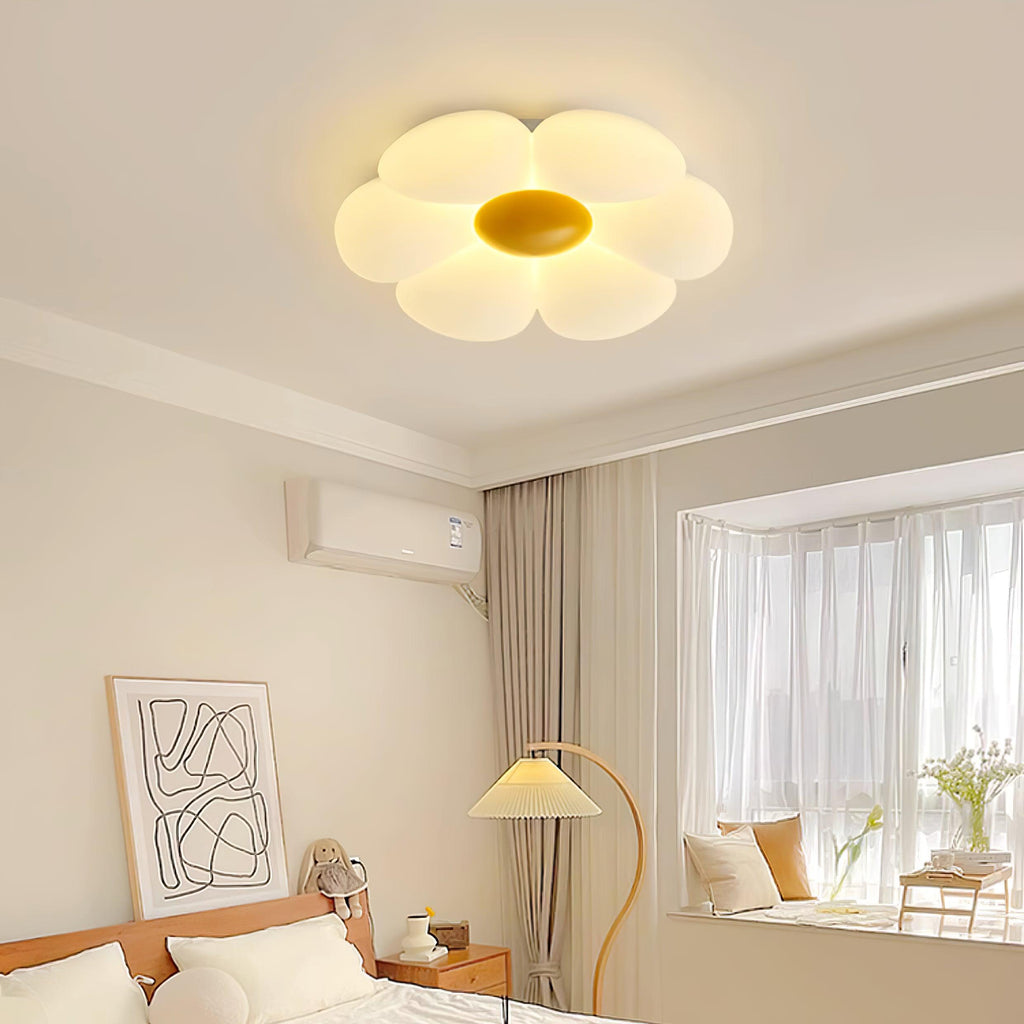 Flower Ceiling Light, Six-Petal Acrylic Shade, Integrated LED, Dimmable