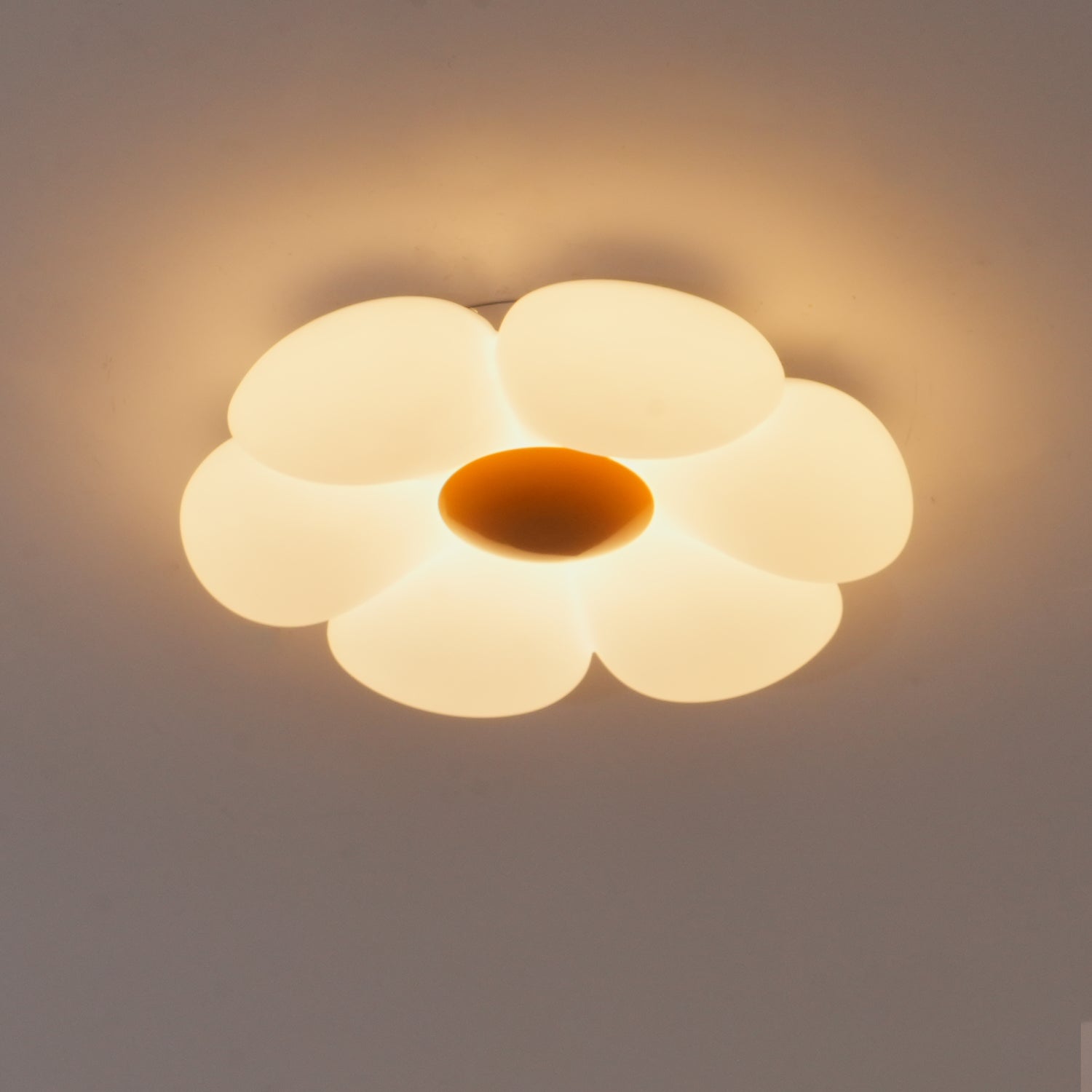 Flower Ceiling Light, Six-Petal Acrylic Shade, Integrated LED, Dimmable