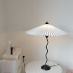 Squiggle Table Lamp, Wavy Stem, Pleated Fabric Shade, E14 Plug-In