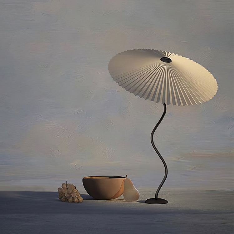 Squiggle Table Lamp, Wavy Stem, Pleated Fabric Shade, E14 Plug-In