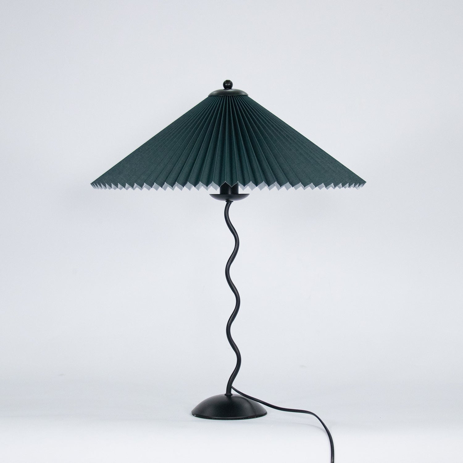 Squiggle Table Lamp, Wavy Stem, Pleated Fabric Shade, E14 Plug-In
