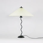 Squiggle Table Lamp, Wavy Stem, Pleated Fabric Shade, E14 Plug-In