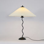 Squiggle Table Lamp, Wavy Stem, Pleated Fabric Shade, E14 Plug-In