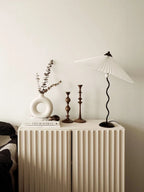 Squiggle Table Lamp, Wavy Stem, Pleated Fabric Shade, E14 Plug-In