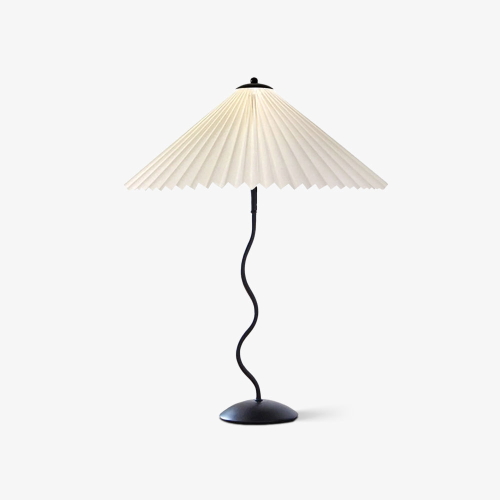 Squiggle Table Lamp, Wavy Stem, Pleated Fabric Shade, E14 Plug-In
