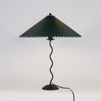 Squiggle Table Lamp, Wavy Stem, Pleated Fabric Shade, E14 Plug-In