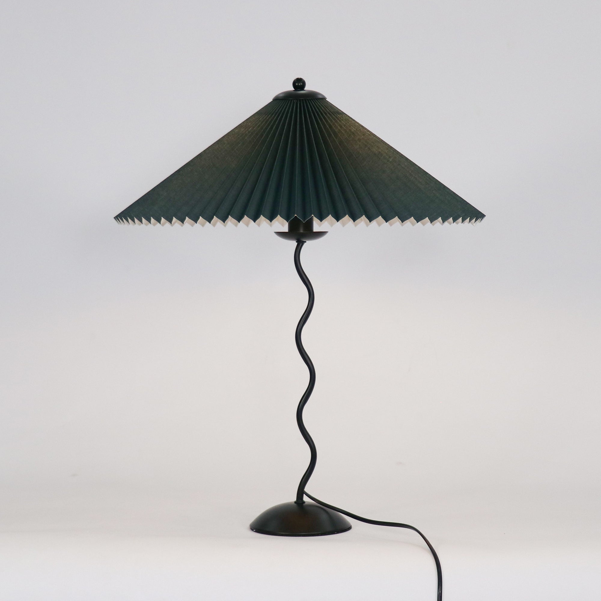 Squiggle Table Lamp, Wavy Stem, Pleated Fabric Shade, E14 Plug-In