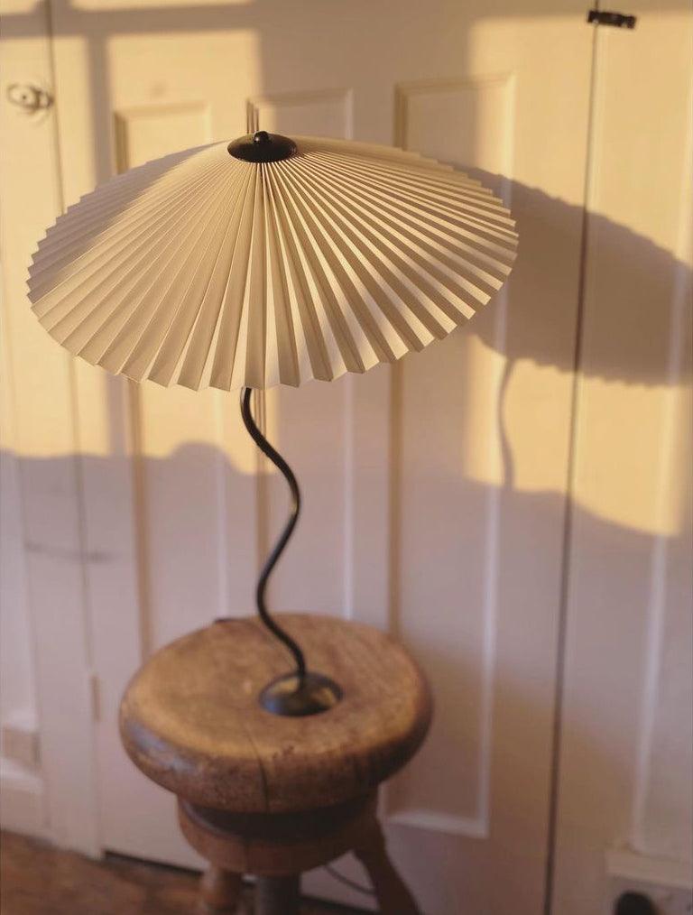 Squiggle Table Lamp, Wavy Stem, Pleated Fabric Shade, E14 Plug-In