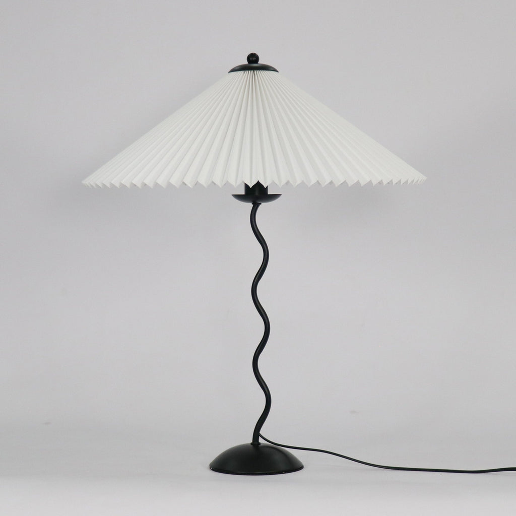 Squiggle Table Lamp, Wavy Stem, Pleated Fabric Shade, E14 Plug-In