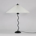 Squiggle Table Lamp, Wavy Stem, Pleated Fabric Shade, E14 Plug-In