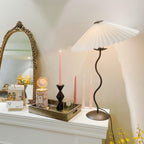 Squiggle Table Lamp, Wavy Stem, Pleated Fabric Shade, E14 Plug-In