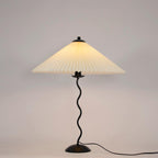 Squiggle Table Lamp, Wavy Stem, Pleated Fabric Shade, E14 Plug-In