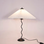 Squiggle Table Lamp, Wavy Stem, Pleated Fabric Shade, E14 Plug-In