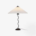 Squiggle Table Lamp, Wavy Stem, Pleated Fabric Shade, E14 Plug-In