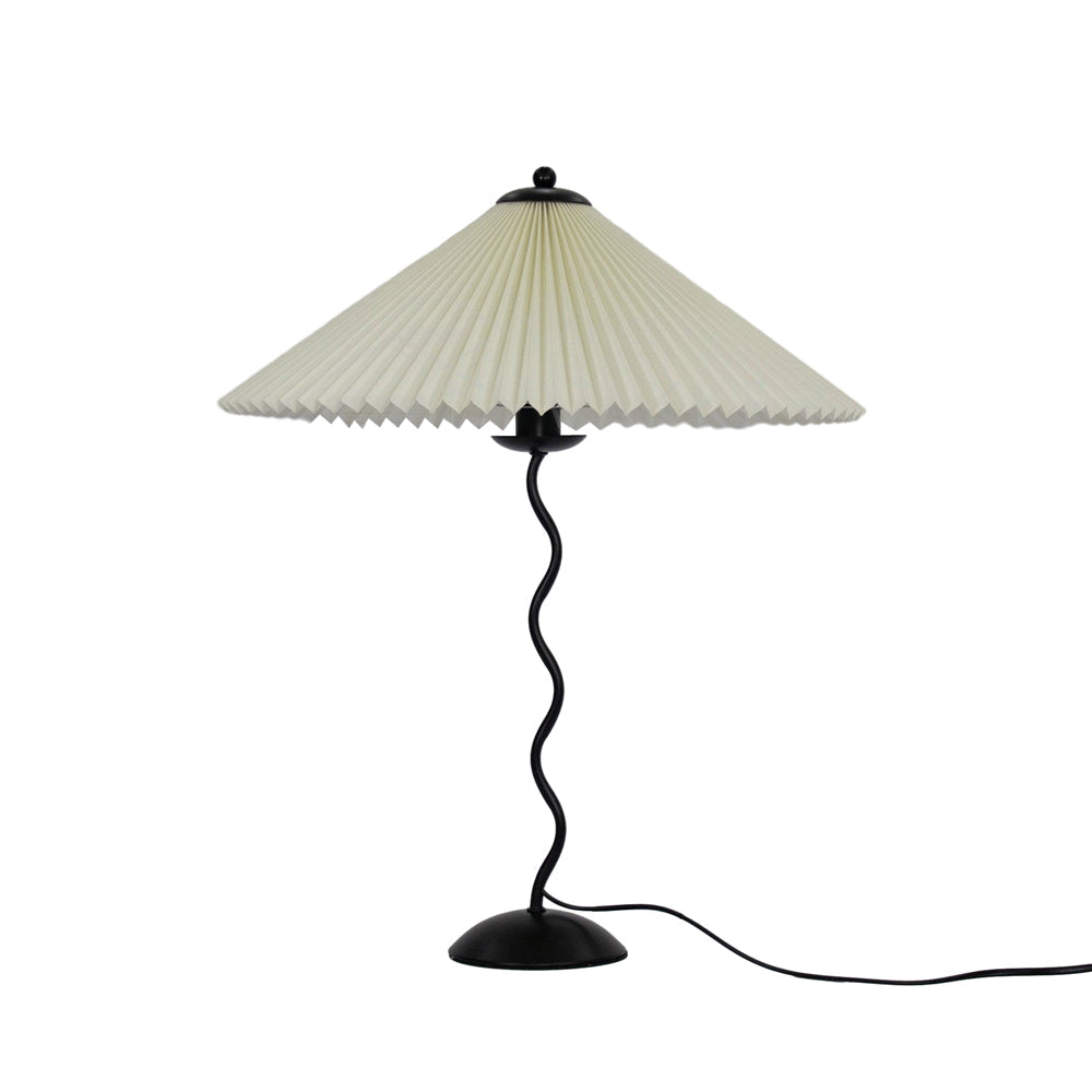 Squiggle Table Lamp, Wavy Stem, Pleated Fabric Shade, E14 Plug-In