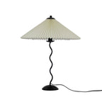 Squiggle Table Lamp, Wavy Stem, Pleated Fabric Shade, E14 Plug-In