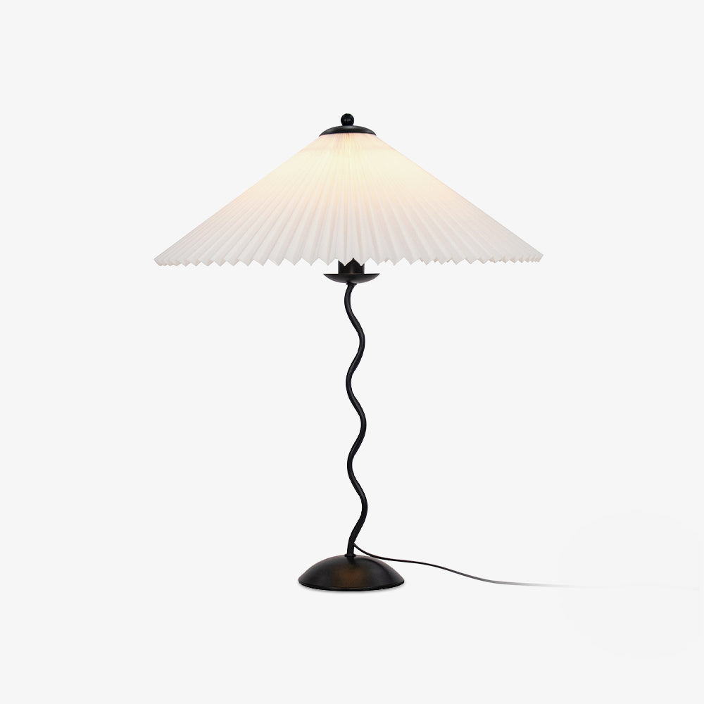 Squiggle Table Lamp, Wavy Stem, Pleated Fabric Shade, E14 Plug-In