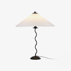 Squiggle Table Lamp, Wavy Stem, Pleated Fabric Shade, E14 Plug-In