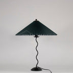 Squiggle Table Lamp, Wavy Stem, Pleated Fabric Shade, E14 Plug-In