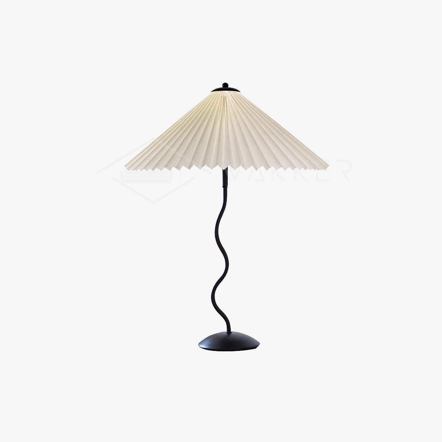 Squiggle Table Lamp, Wavy Stem, Pleated Fabric Shade, E14 Plug-In