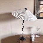 Squiggle Table Lamp, Wavy Stem, Pleated Fabric Shade, E14 Plug-In