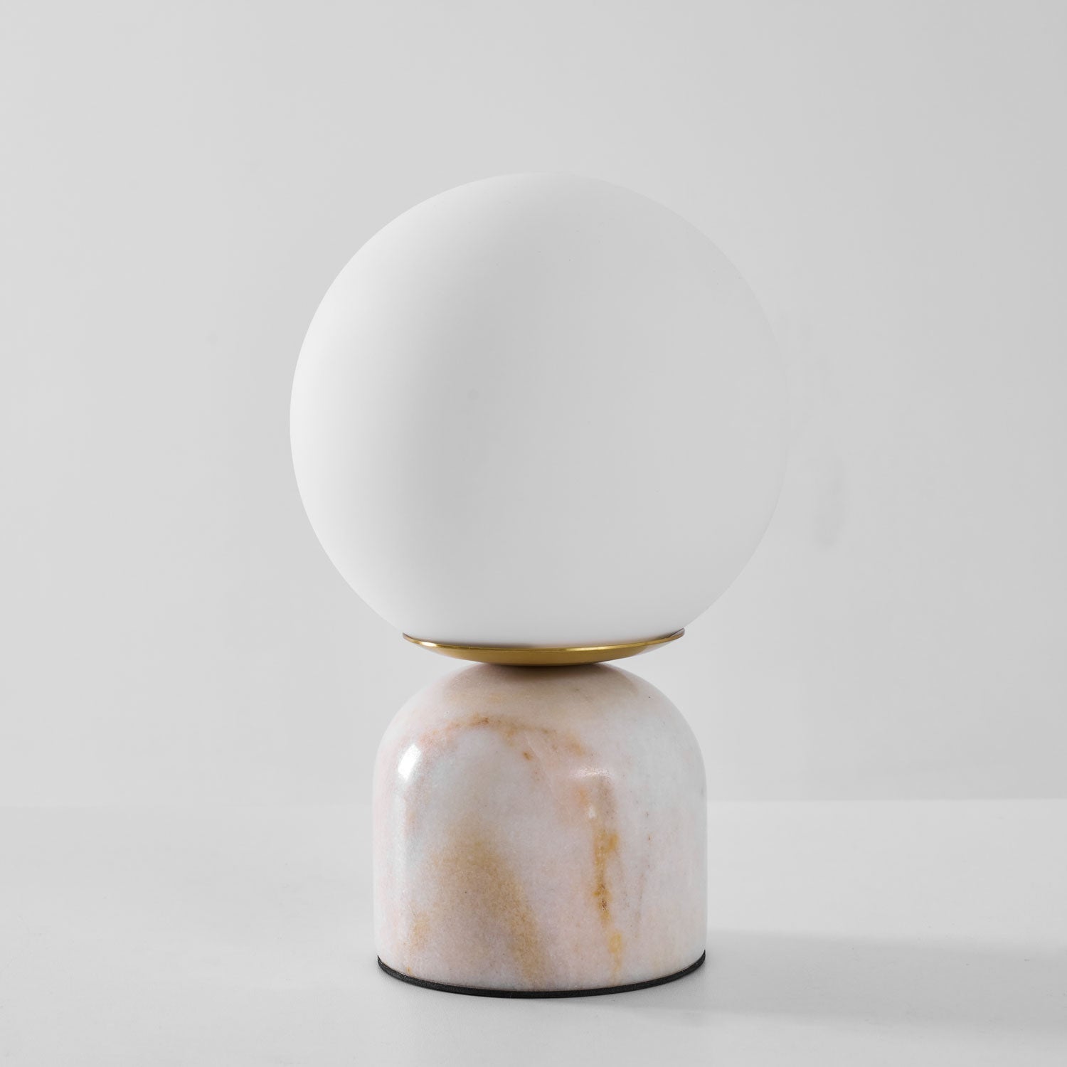 Table Lamp, Sylas Marble Base, White Glass Orb, E26/E27 Plug-In