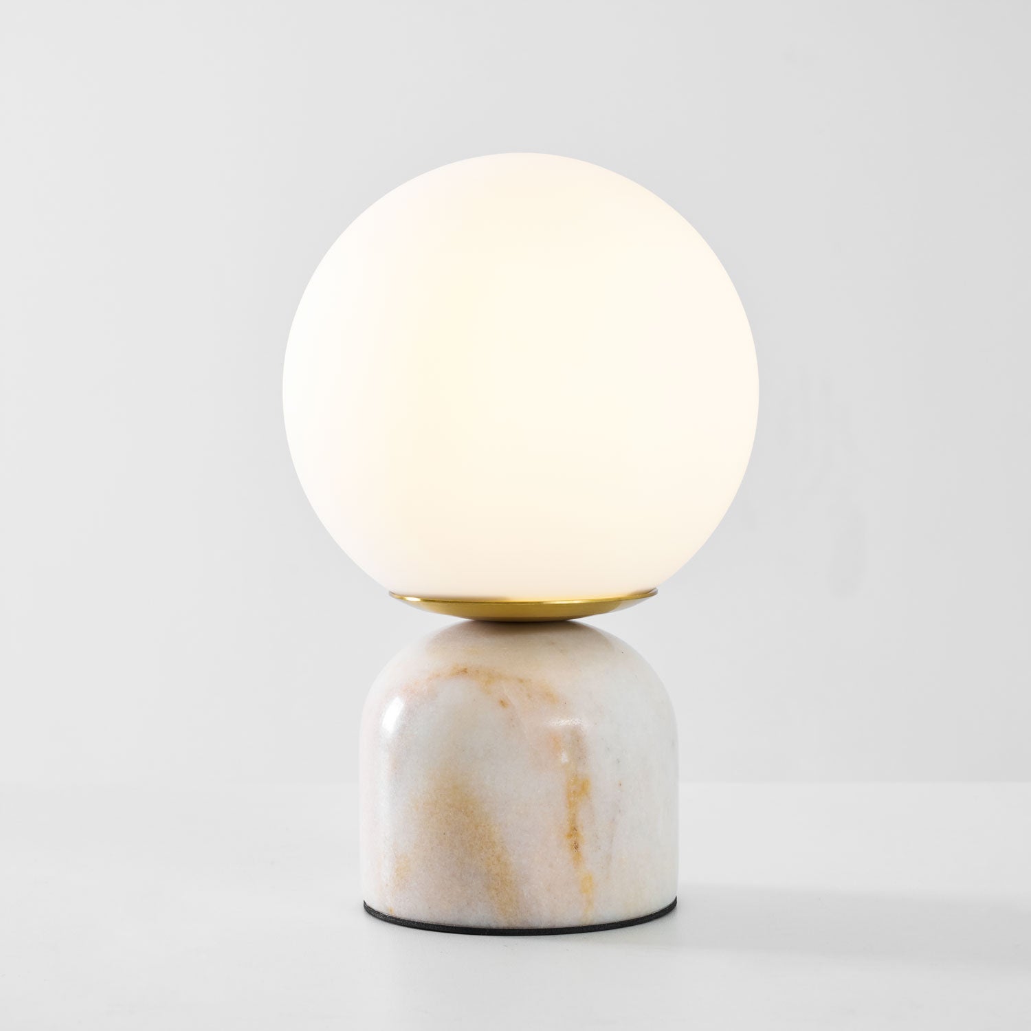 Table Lamp, Sylas Marble Base, White Glass Orb, E26/E27 Plug-In