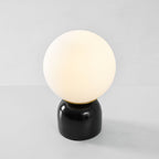 Table Lamp, Sylas Marble Base, White Glass Orb, E26/E27 Plug-In