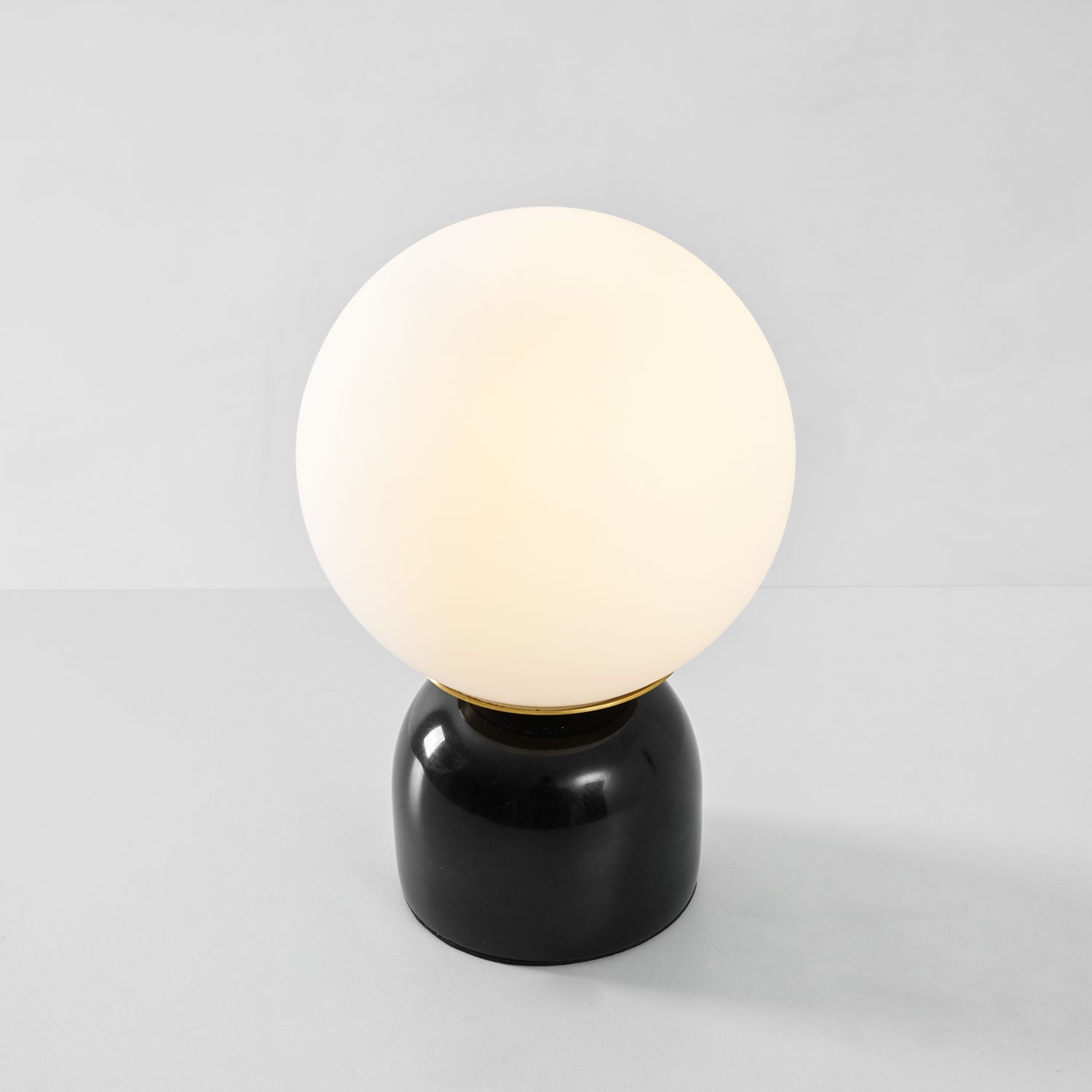 Table Lamp, Sylas Marble Base, White Glass Orb, E26/E27 Plug-In