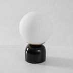 Table Lamp, Sylas Marble Base, White Glass Orb, E26/E27 Plug-In