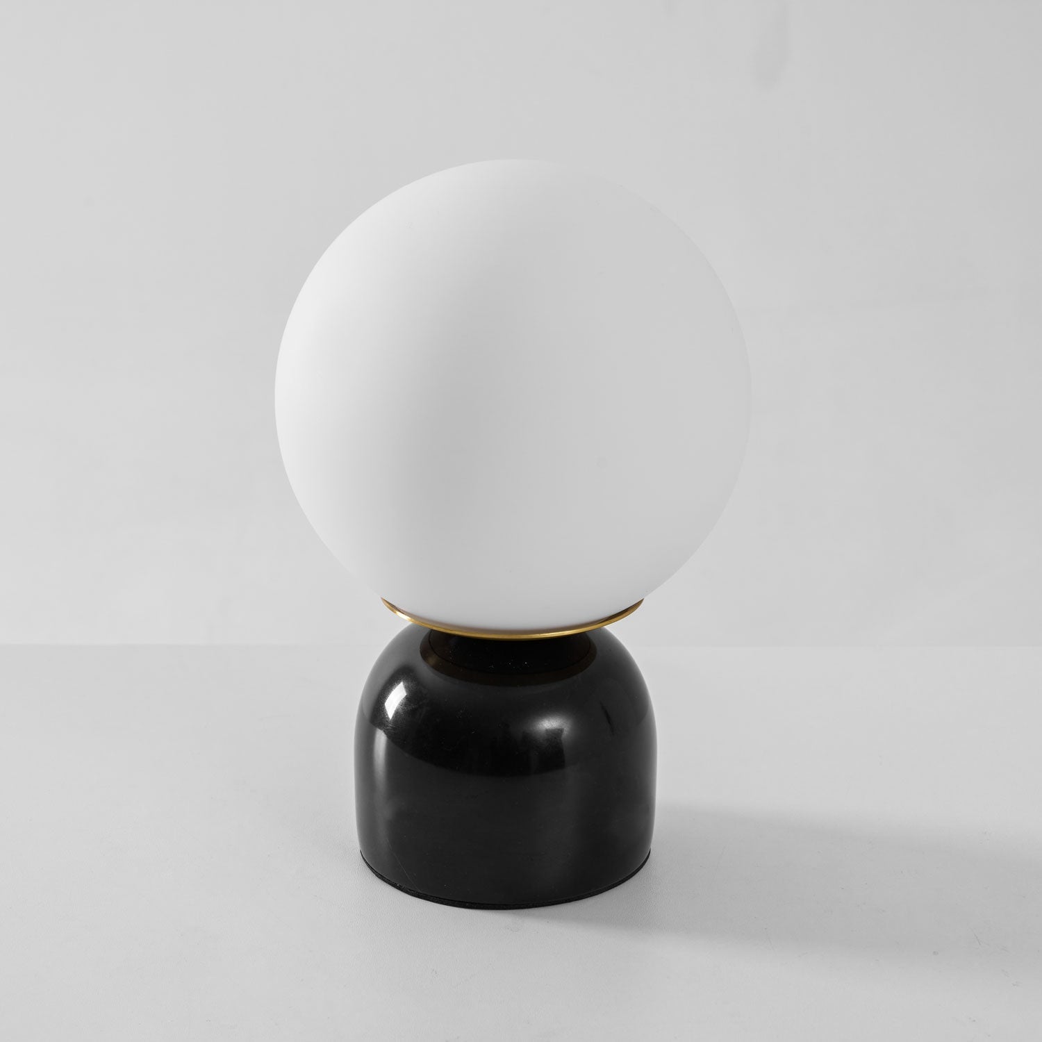 Table Lamp, Sylas Marble Base, White Glass Orb, E26/E27 Plug-In