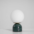 Table Lamp, Sylas Marble Base, White Glass Orb, E26/E27 Plug-In