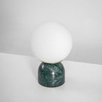 Table Lamp, Sylas Marble Base, White Glass Orb, E26/E27 Plug-In