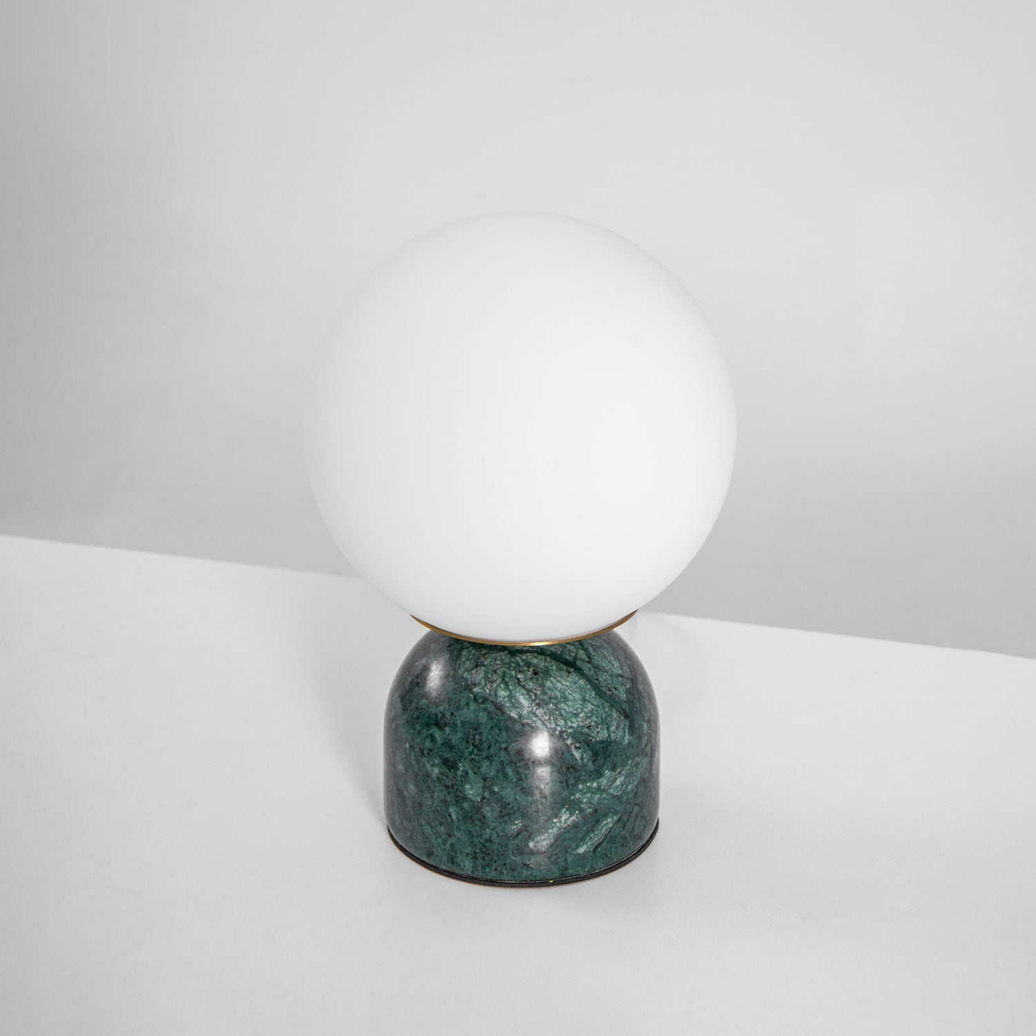 Table Lamp, Sylas Marble Base, White Glass Orb, E26/E27 Plug-In