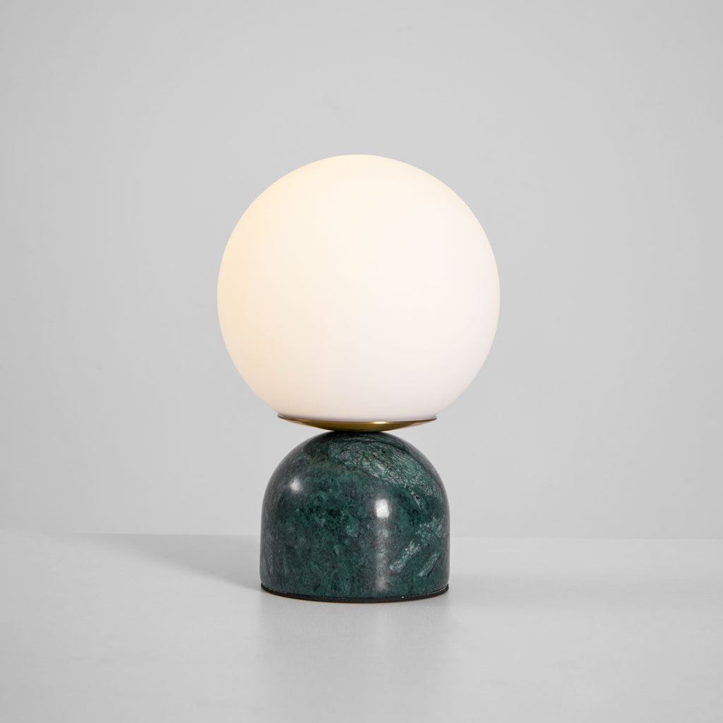 Table Lamp, Sylas Marble Base, White Glass Orb, E26/E27 Plug-In