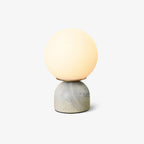 Table Lamp, Sylas Marble Base, White Glass Orb, E26/E27 Plug-In