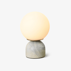 Table Lamp, Sylas Marble Base, White Glass Orb, E26/E27 Plug-In
