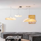 Tense Pendant Light, Tyvek Paper Shade, White and Black, Warm Dimmable